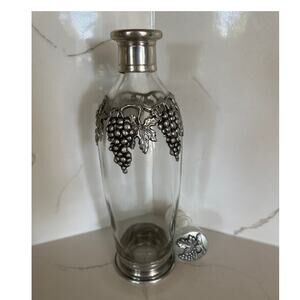 Rein Zinn 95% Crystal & Pewter Wine Decanter Bottle Grape Clusters